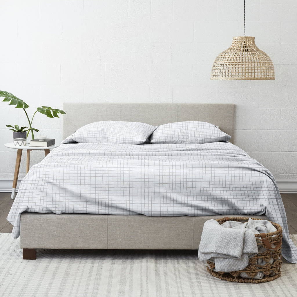 Premium Egyptian Cotton 4 Piece Pattern Microfiber Bed Sheets Set, Light Gray Crossroad, Twin - Premium Ultra-Soft Pillowcase Pair for Sleeping Detail