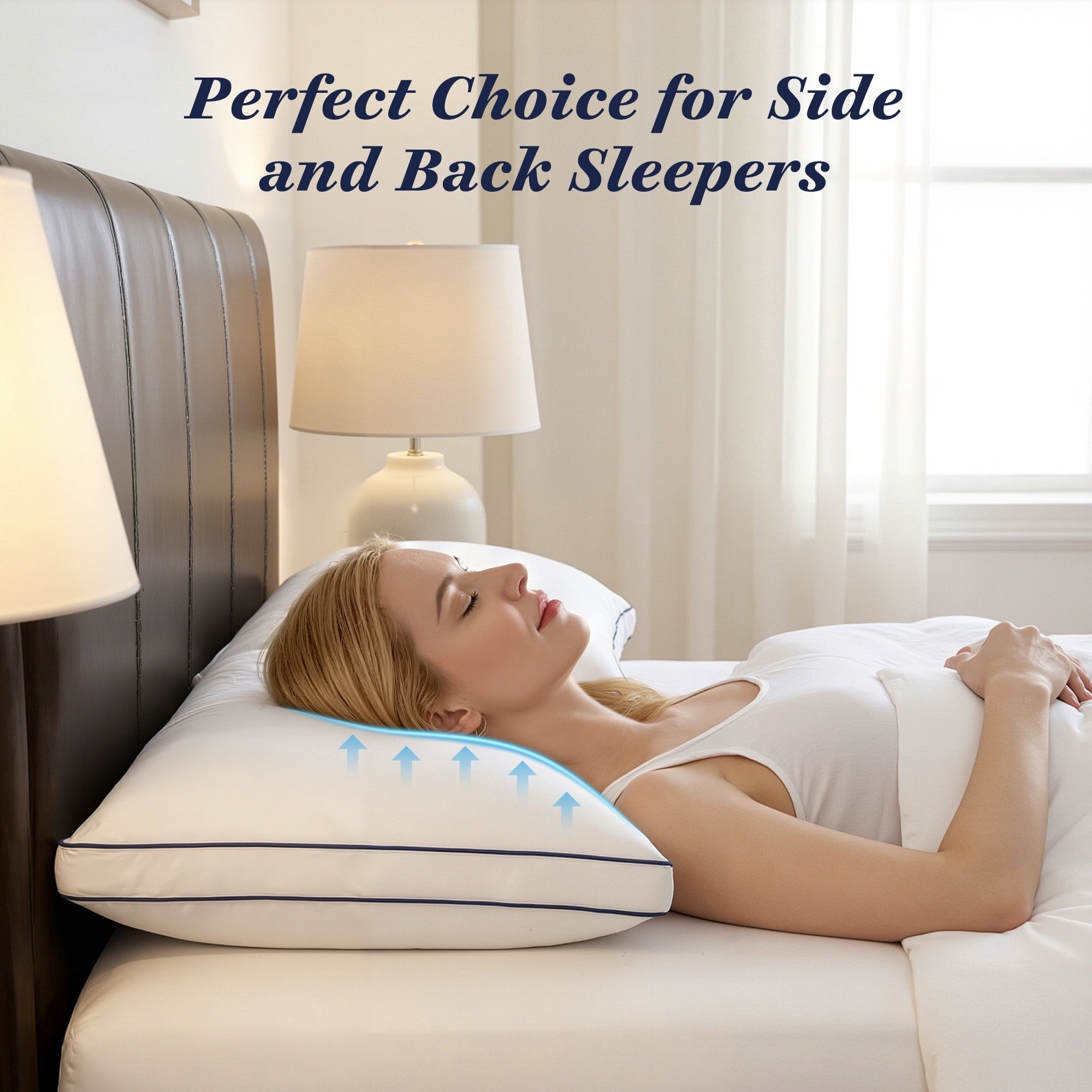 Orthopedic Support for Queen Size 2 Pack, Duck Feather and Shredded Memory Foam Soft Luxury Hotel Collection - Orthopedic Shredded Foam Bed Pillow Set Detail