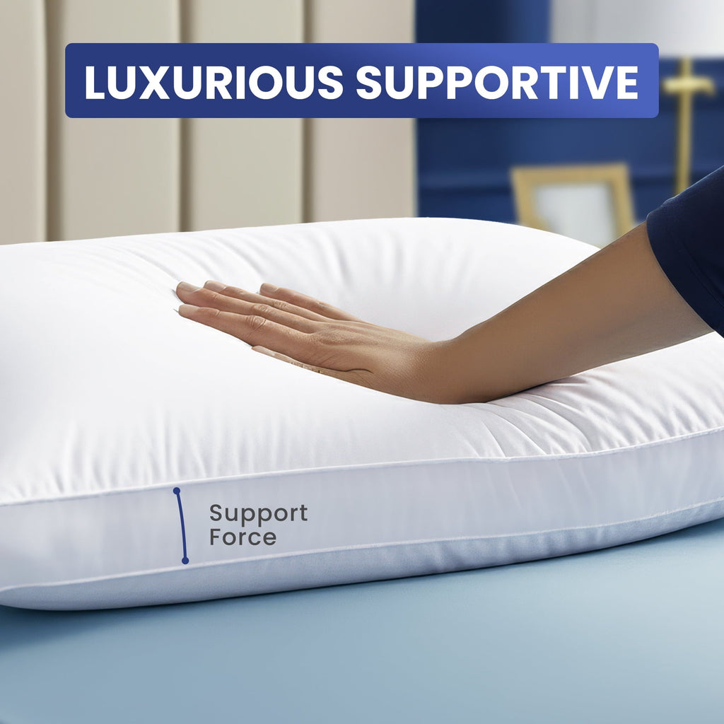 Fluffy Shredded Queen Bed Pillow, 26"L x 18" W, Set of 2, Soft and High-Quality, Gusseted Pillow for All Sleep Positions (White) - Ergonomic Memory Foam Pillow for Neck Pain Support Detail