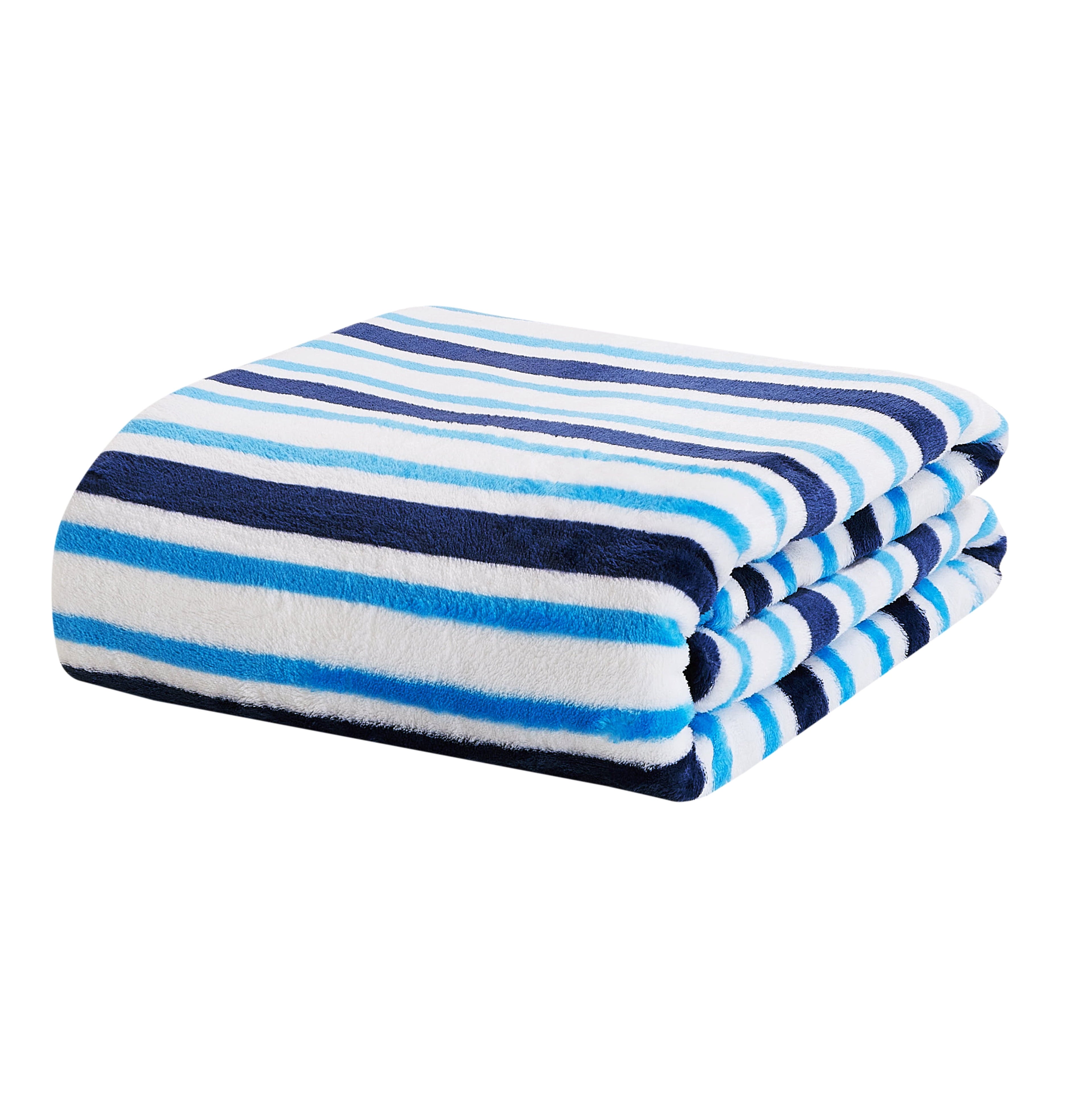 Cozy Fleece Blue Stripes XL Oversized Throw Blanket, 72 x 50 inches, Great for a Kids Bedroom, Super Soft and Cozy - Lightweight Plush Warm Blanket for All Seasons Detail