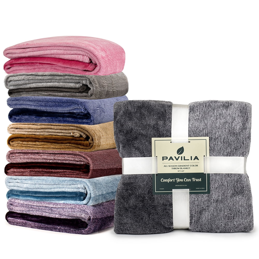 Lightweight Warm Flannel Fleece Ombre Throw Blanket for Couch | Super Soft Cozy Microfiber Couch Blanket | Gradient Decorative Accent ... - Luxury Knitted Decorative Throw Blanket with Fringes Detail