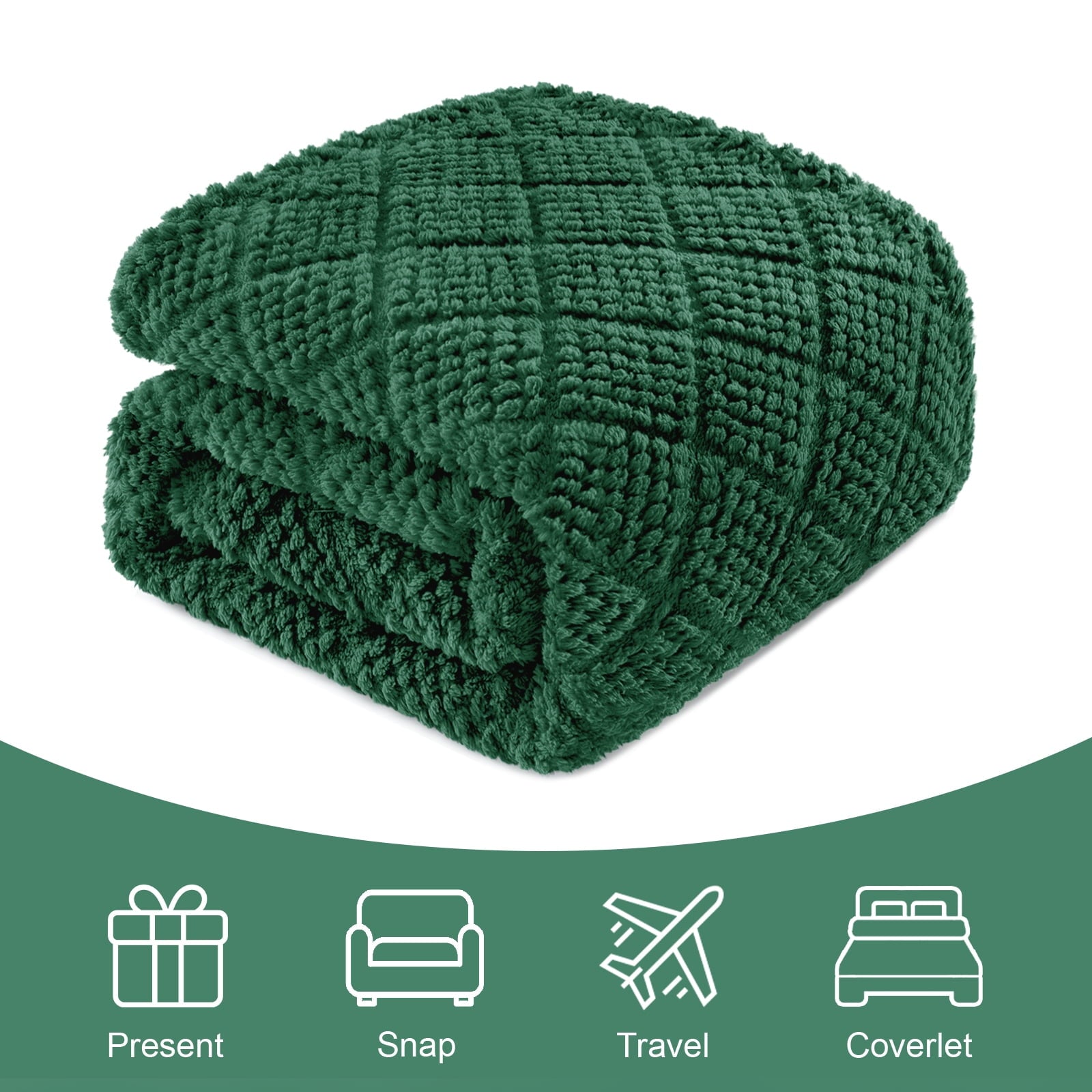 Cozy Fleece Fuzzy Fleece Throw Blanket for Couch, Bed, Soft Fluffy Jacquard Waffle Blankets for All Season, Lightweight and Warm,... - Super Soft Reversible Sherpa Flannel Blanket Detail