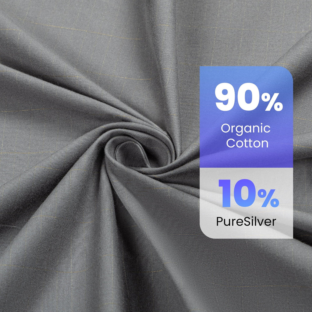 Premium Egyptian Cotton Grounding Sheets Queen Size 90% Organic Cotton + 10% Pure Silver Fitted Bed Sheet Gray Fiber Grounding Sheet Earth Ce... - Breathable Egyptian Cotton Flat & Fitted Sheets Detail