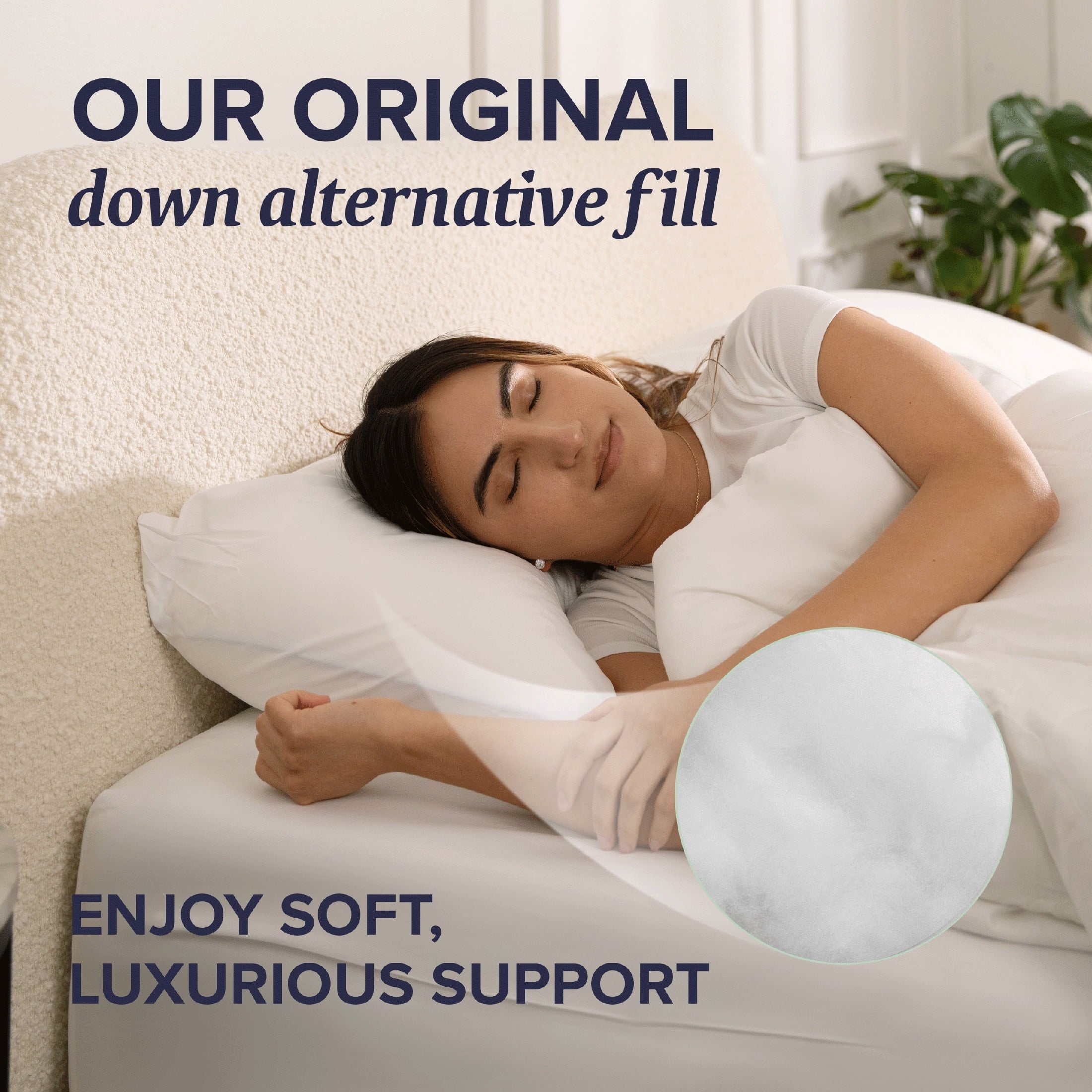 Hotel Collection Customizable Down Alternative Queen Pillow 1 Pack, Adult - Ergonomic Memory Foam Pillow for Neck Pain Support Detail