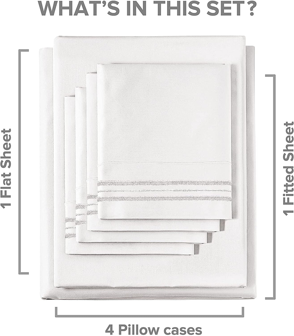 Cooling Sateen 6-Piece Breathable and Cooling Sheet Set With Extra Matching Pillowcases - King Size Bed Sheets Fits 8"-16... - Luxury Bed Sheet Set with Deep Pockets Detail