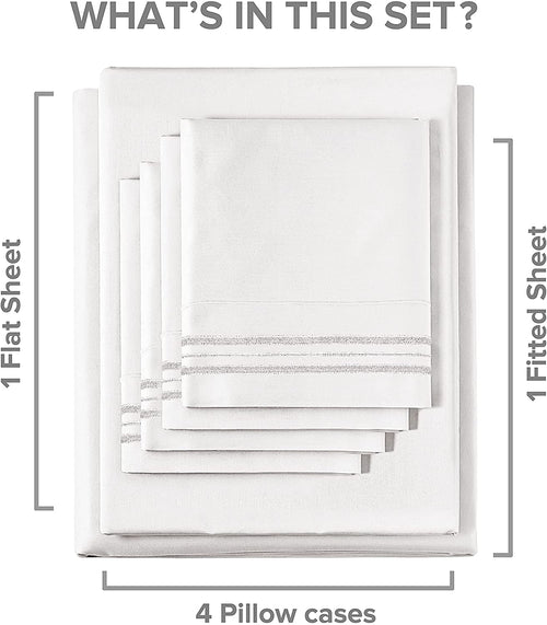 Cooling Sateen 6-Piece Breathable and Cooling Sheet Set With Extra Matching Pillowcases - King Size Bed Sheets Fits 8"-16... - Luxury Bed Sheet Set with Deep Pockets Detail