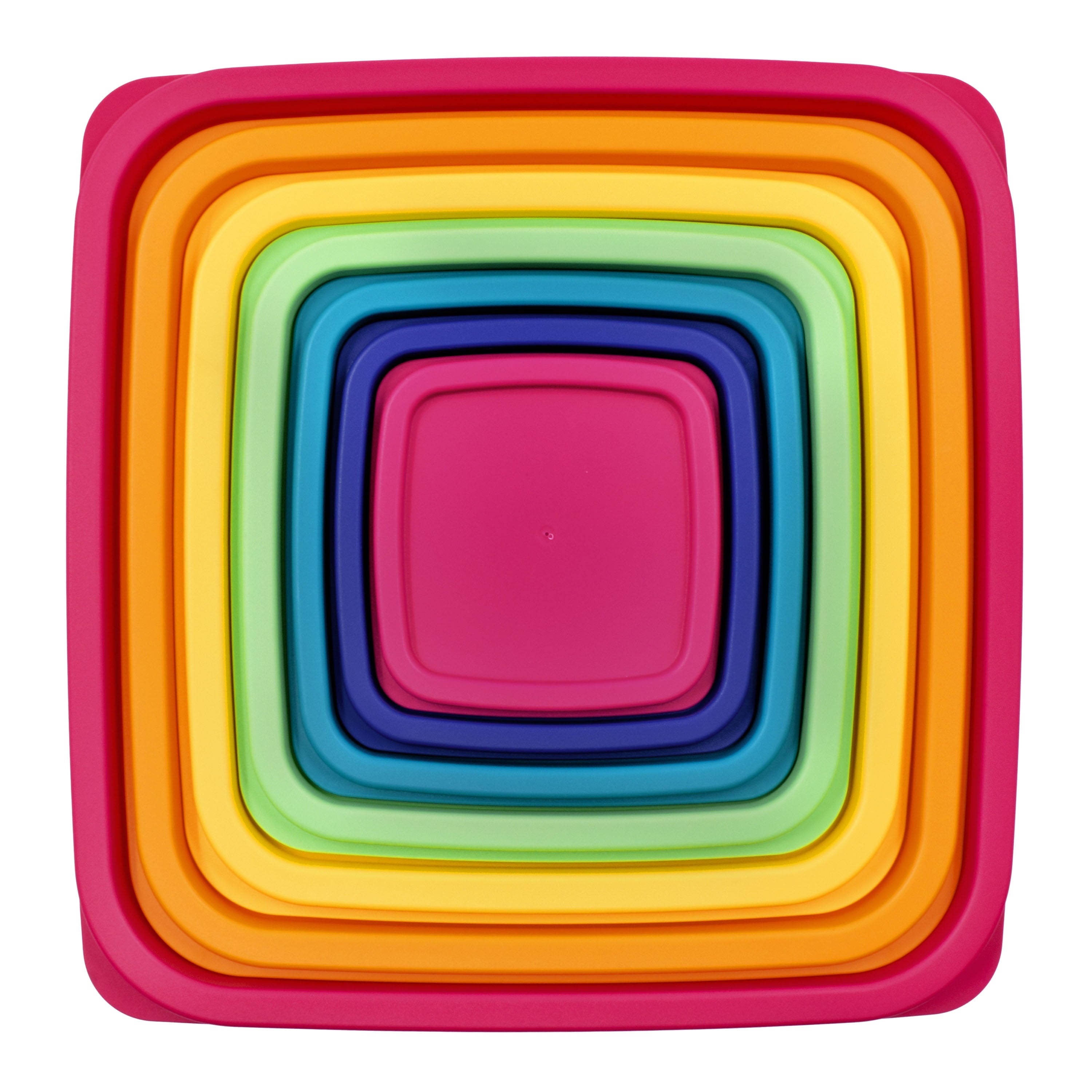 Sweet Treat Shaped Plastic Rainbow Food Storage Set, Multi Color, 14 Count, Best Used for Leftover Storage and Reheating - Playful Star & Heart Shaped Geometric NeeDoh Detail