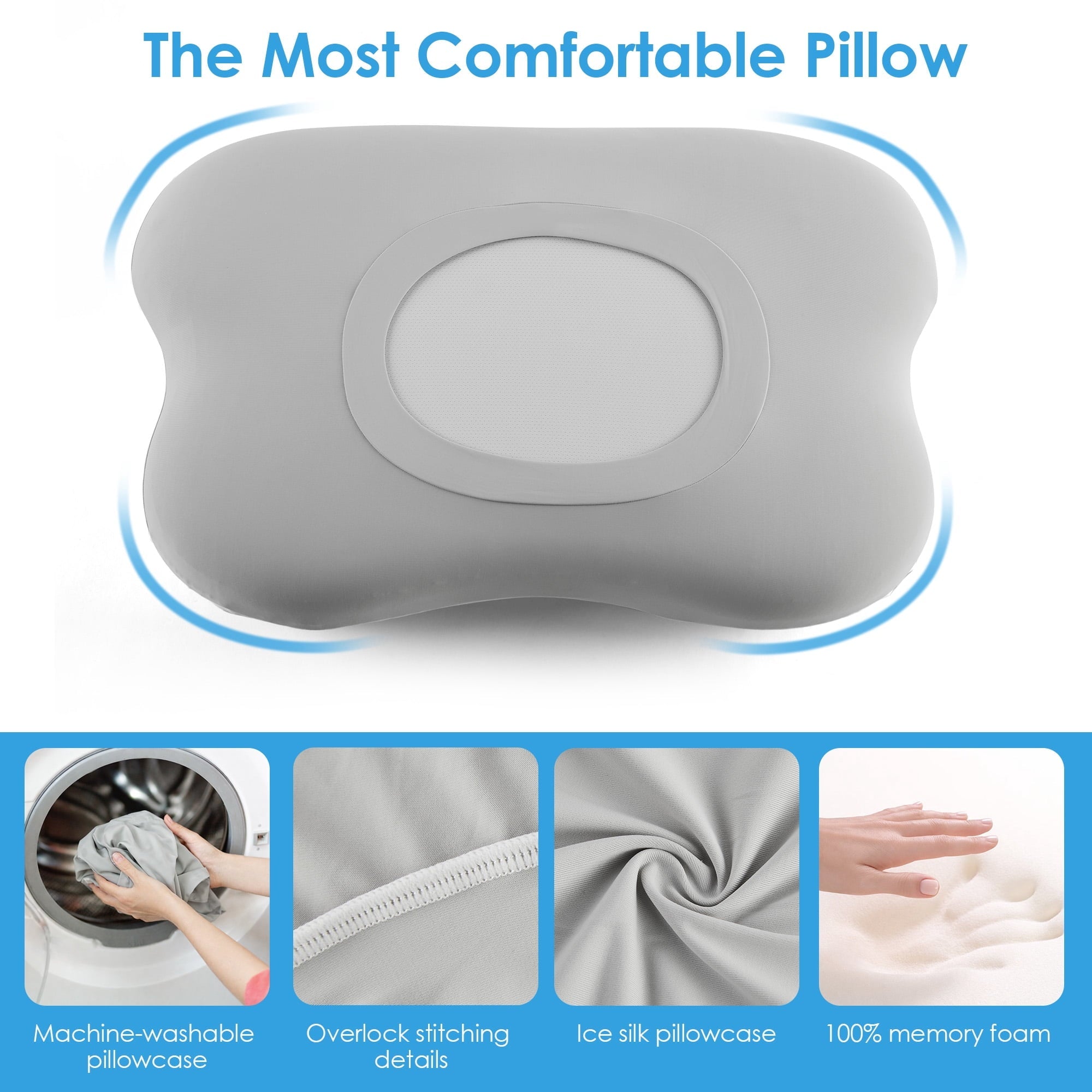 Decorative Plump Cervical Pillow Orthopedic Cervical Pillow for Neck Pain Relief, Memory Foam Bed Pillow with Pillowcase, Contour Bed ... - Decorative Throw Pillow Cushion for Sofa & Bed Detail