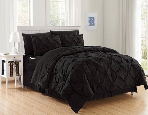 All-Season 8 Pieces Prestige Soft and Comfortable Collection Comforter Set, Full/Queen, Black - Luxurious Quilted Duvet Cover Set - Default Title