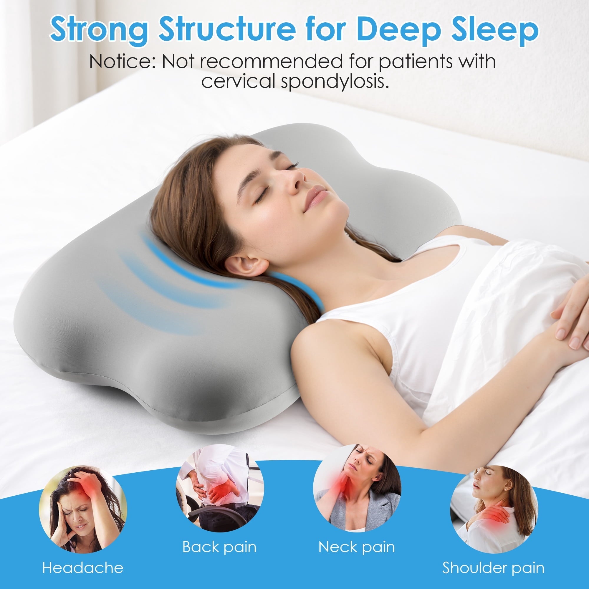 Decorative Plump Cervical Pillow Orthopedic Cervical Pillow for Neck Pain Relief, Memory Foam Bed Pillow with Pillowcase, Contour Bed ... - Decorative Throw Pillow Cushion for Sofa & Bed Detail