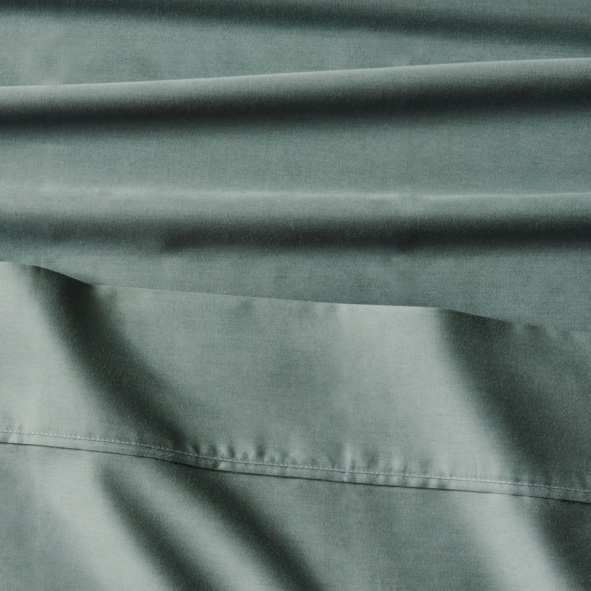 Cooling Sateen 4-Piece 300 Thread Count Green Ash Cotton Sateen Bed Sheet Set, Cali King - Luxury Bed Sheet Set with Deep Pockets Detail