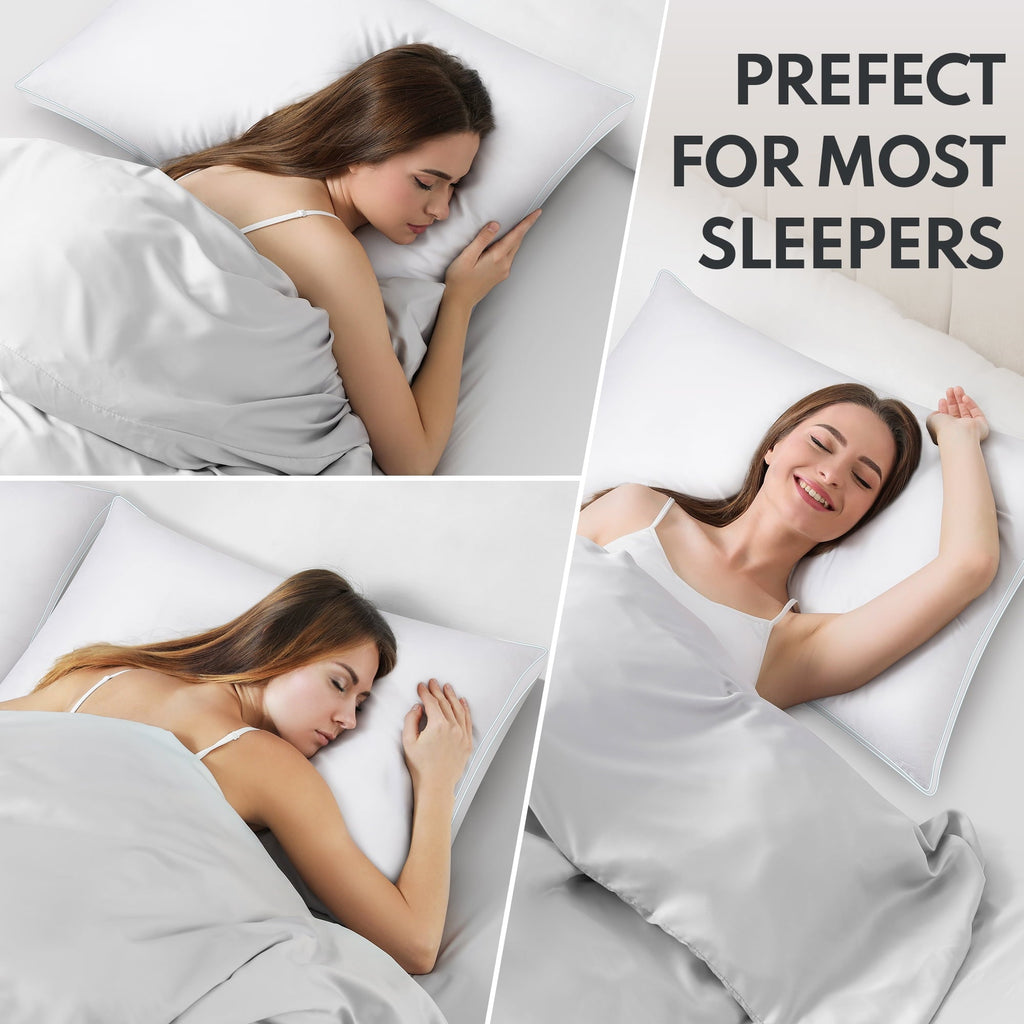 Hotel Collection Goose Feather Down Pillows, Gusseted Bed Pillows Queen Size Set of 2, Luxury Hotel Collection Fluffy Pillows 100% Cot... - Hotel Quality Plush Sleeping Pillows Detail