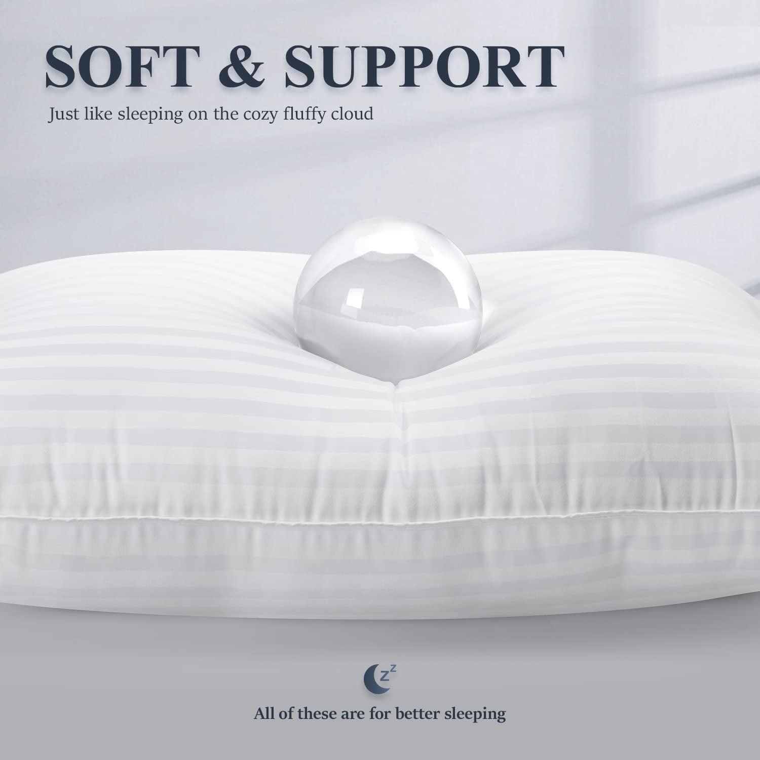 Fluffy Shredded Bed Pillows 2-Pack Queen Size Luxury Hotel Pillow for Side and Back Sleeper Pillows for Bed with Cooling Cover - Decorative Throw Pillow Cushion for Sofa & Bed Detail
