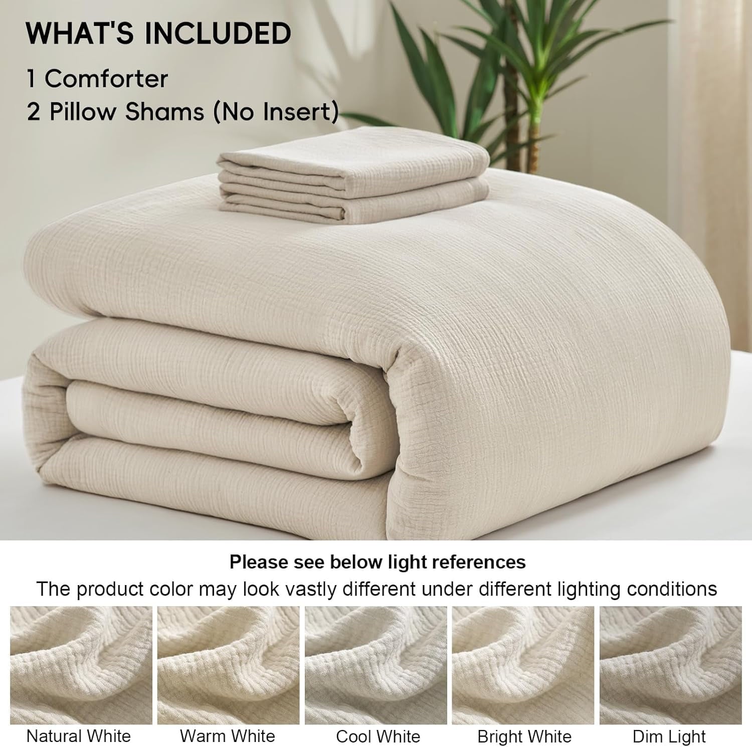 Hypoallergenic Cloud Cotton Muslin Comforter Set Queen Size, Ultra Soft Breathable & Lightweight Bedding Set for All Seasons, 1 Comfy Comf... - Hypoallergenic Ultra-Fluffy Quilt for Winter Detail