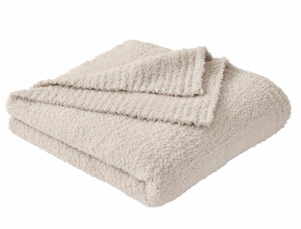 Cozy Fleece Beige Cozy Knit Throw, 50" x 72" - Cozy Fleece Throw Blanket for Couch & Bed Detail