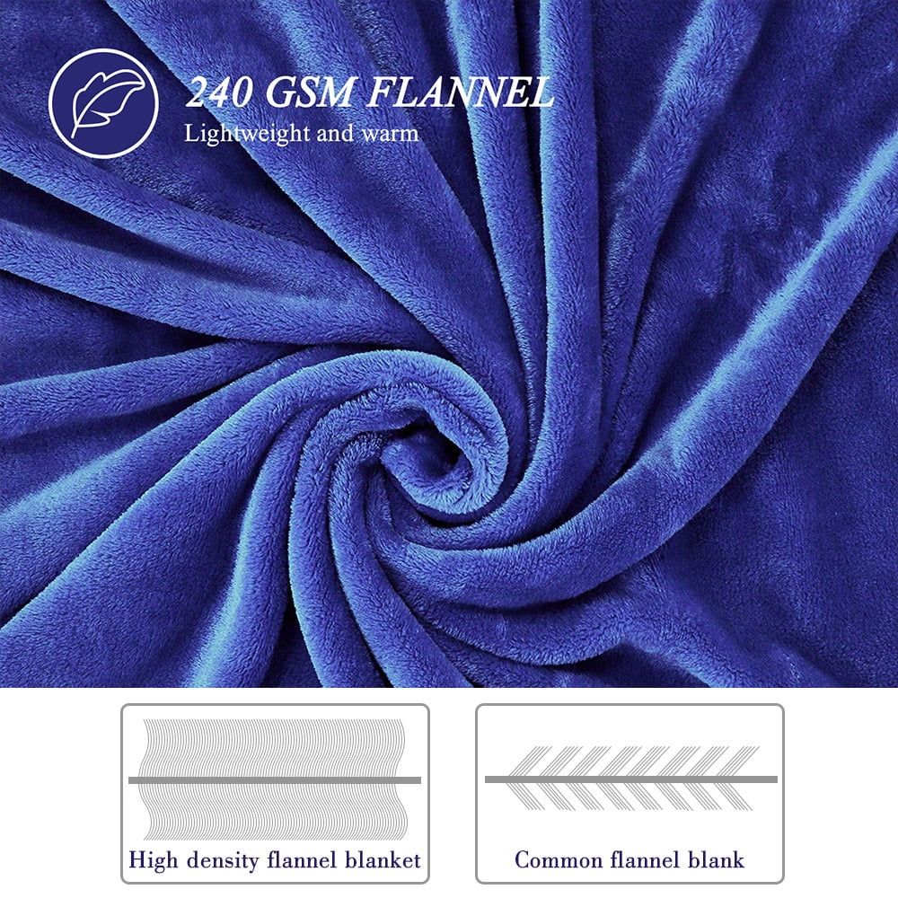 Decorative Knitted Large Navy Fleece Throw Blankets, Throw Size Soft Fuzzy Blanket for Women Men and s, All Season Lightweight Microfibe... - Super Soft Reversible Sherpa Flannel Blanket Detail