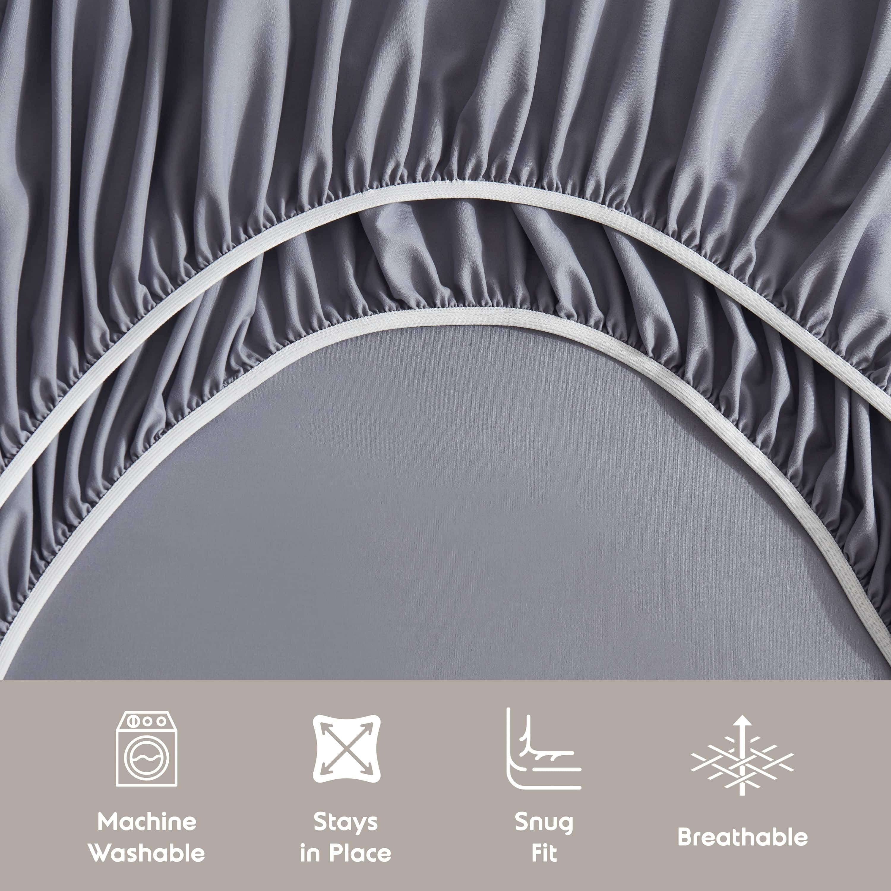 Ultra-Soft Queen Sheets Set, 1800 Series Extra Deep Pocket Sheets Queen Soft Microfiber Bed Sheets, 4 Piece Queen Sheet sets - Luxury Bed Sheet Set with Deep Pockets Detail