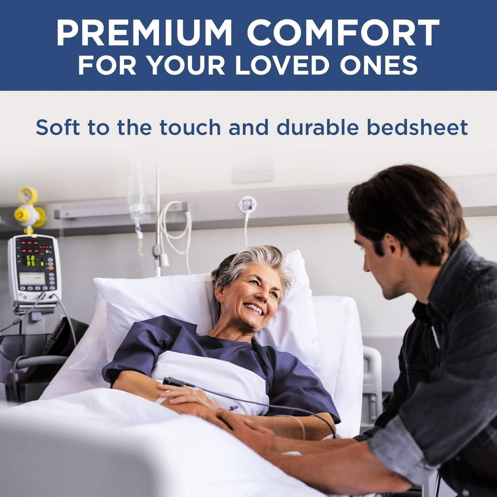 Premium Egyptian Cotton 2 Pack Fitted Hospital Bed Sheets with Elastic All Around for a Perfect Fit - Cotton Rich Soft Knitted Jersey Sheet, ... - Breathable Egyptian Cotton Flat & Fitted Sheets Detail