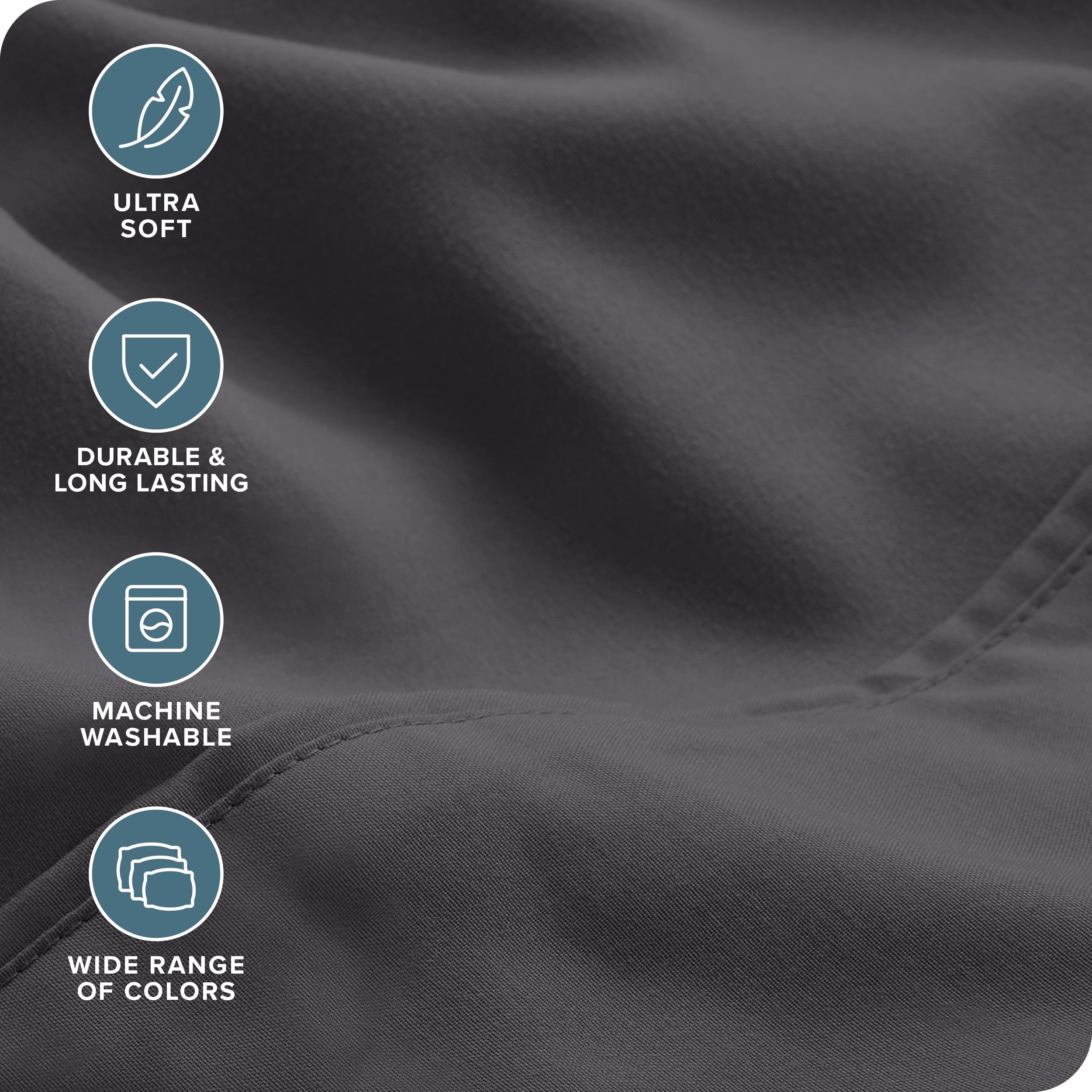 Ultra-Soft Luxury Bed Sheet Set- 6 Piece - Queen, Gray - Breathable Egyptian Cotton Flat & Fitted Sheets Detail