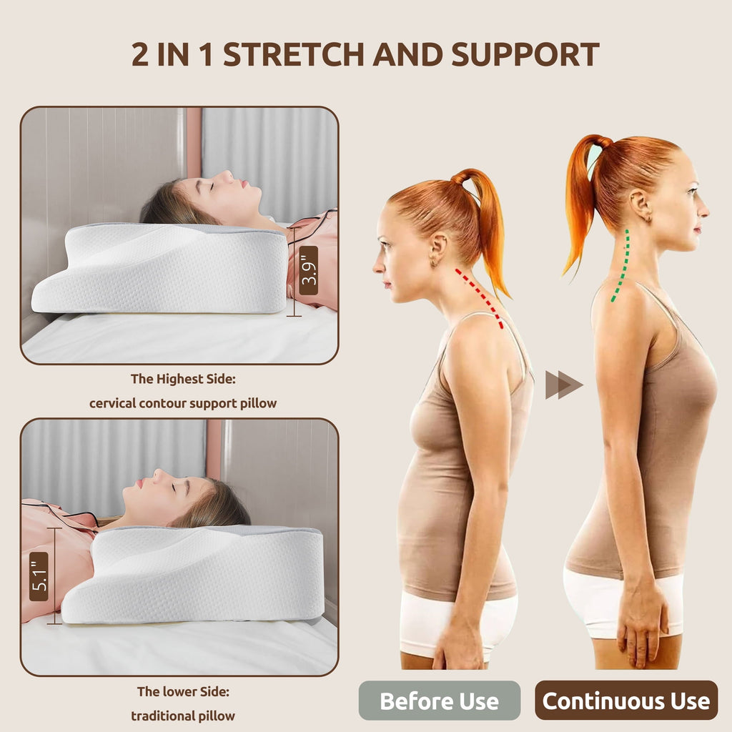 Decorative Plump Memory Foam Pillow for Neck Pain Relief Cervical Sleepers Standard/Queen Gray - Decorative Throw Pillow Cushion for Sofa & Bed Detail