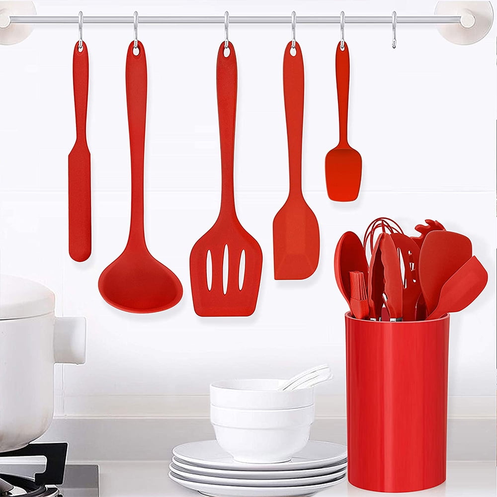 Durable Steel 14 Pcs Cooking Utensils Set with Holder, Heat Resistant Silicone Kitchen Cookware Utensils Set, Kitchen Cooking Tools... - Professional Kitchen Tool for Culinary Enthusiasts Detail