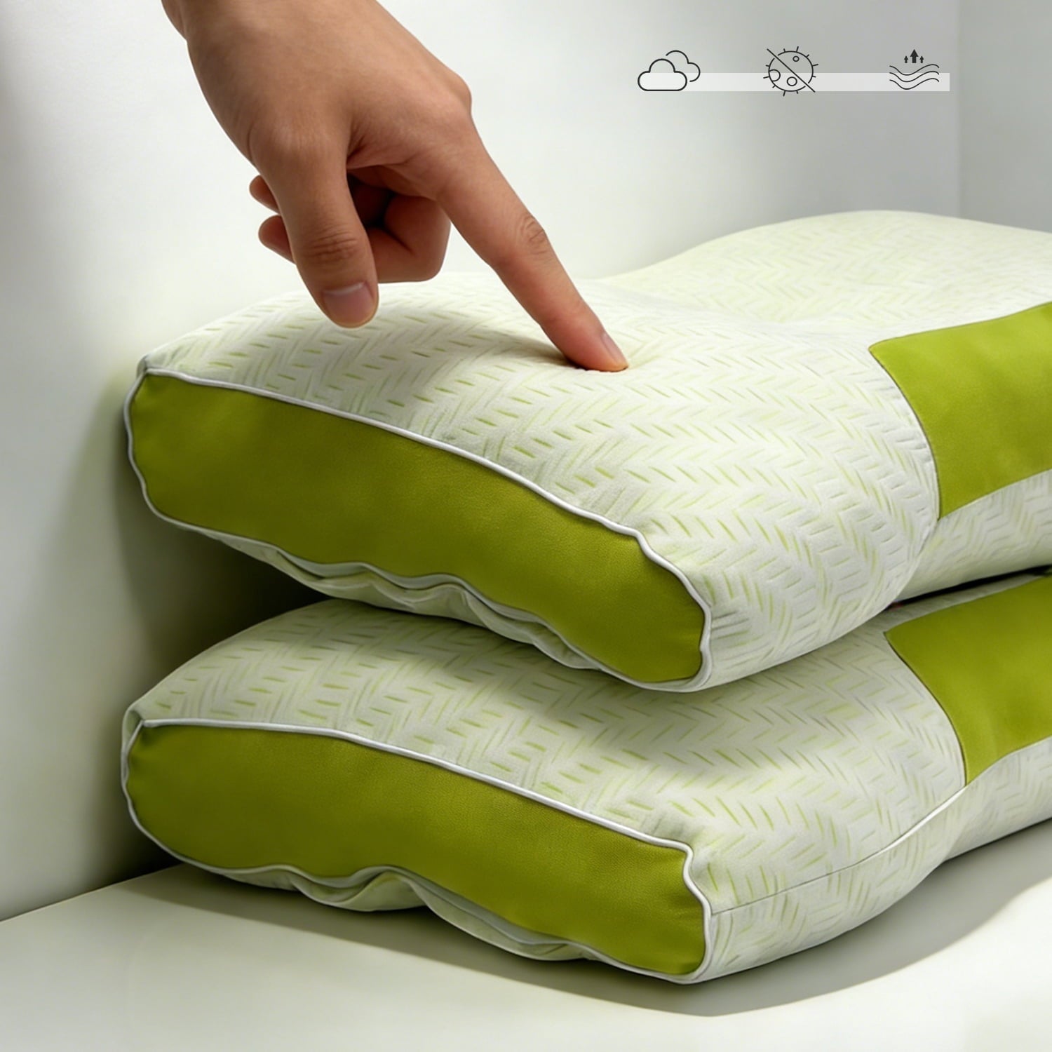 Hotel Collection 2-Pack Bamboo Fiber Bed Pillow (29.13" x 18.9") - A-Class Safe and Cooling - Hotel Quality Plush Sleeping Pillows Detail