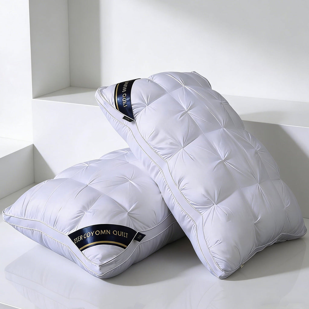 Hotel Collection 2-Pack White Twisted Bed Pillows (20" x 16.5") - Soft Plush Down Alternative, Breathable and Hypoallergenic, Standard... - Ergonomic Memory Foam Pillow for Neck Pain Support Detail