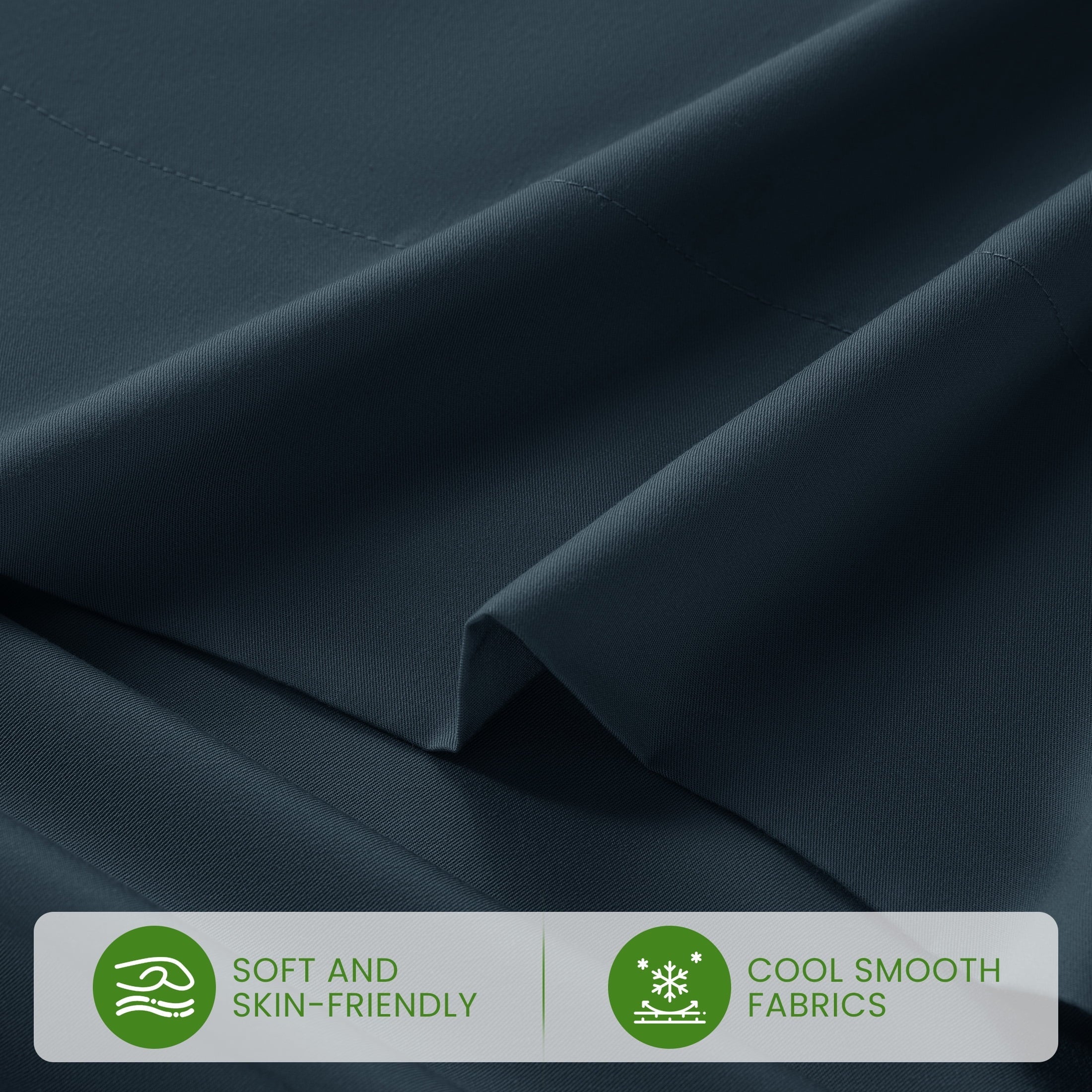 Breathable Luxury 100% Organic Luxurious Bamboo Sheets, Queen Sheet Set 4-Piece with 16" Deep Pocket, Silky Smooth Luxury Bed Sheets, N... - Premium Ultra-Soft Pillowcase Pair for Sleeping Detail