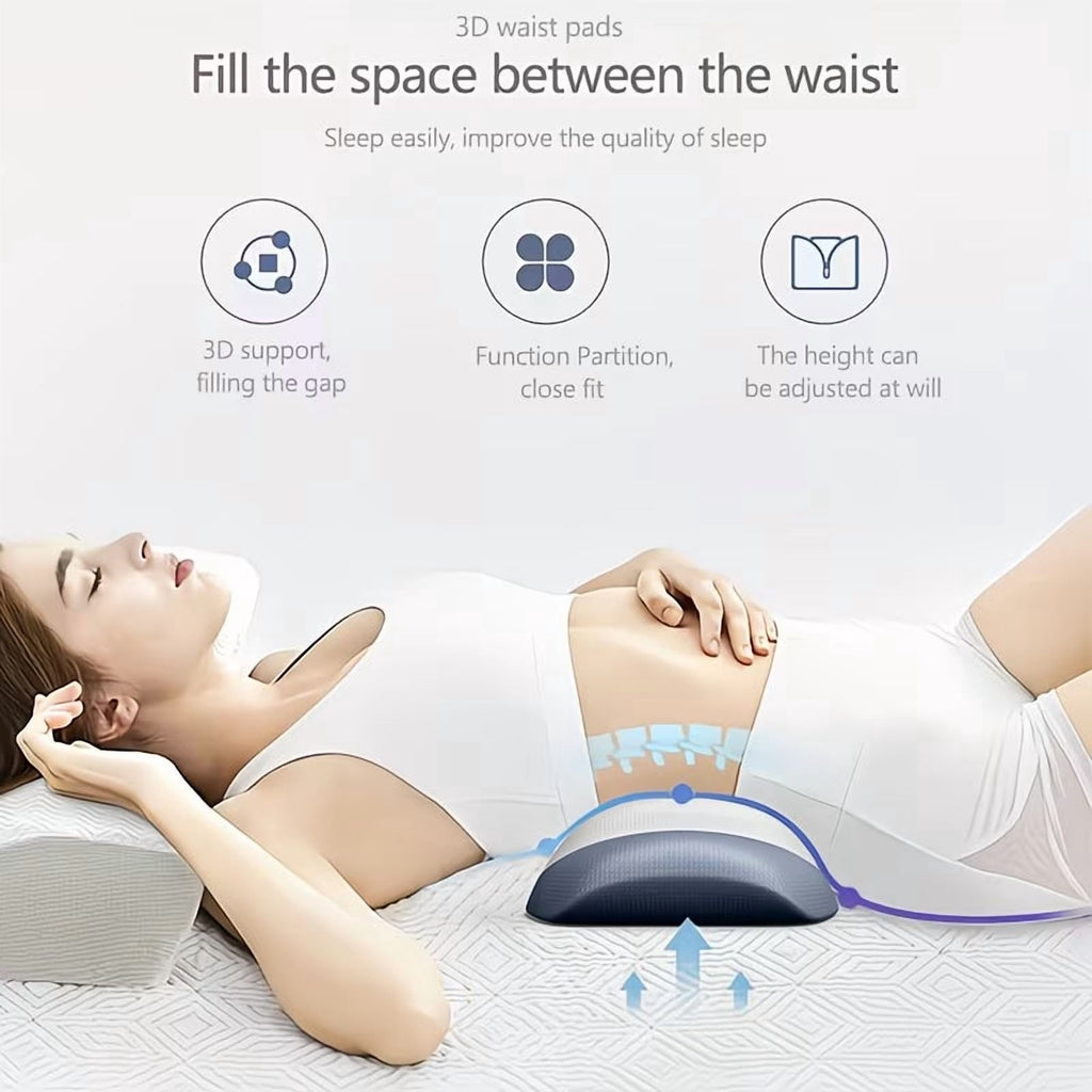 Hotel Collection Lumbar Support Pillow for Bed, Memory Foam Ergonomic Lower Back Support Waist Pillow for Side Back and Stomach Sleepe... - Orthopedic Shredded Foam Bed Pillow Set Detail