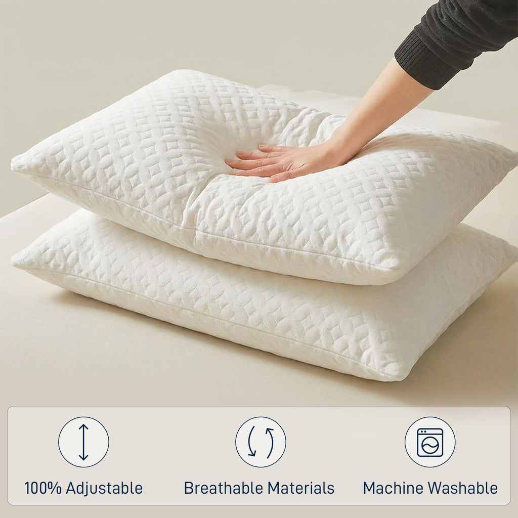 Ergonomic Memory Foam Bed Pillows Cross Cut Memory Foam For Sleeping,Queen Size Bedding Pillow(White), Original Pillow for Sleeping，Adjusta... - Decorative Throw Pillow Cushion for Sofa & Bed Detail
