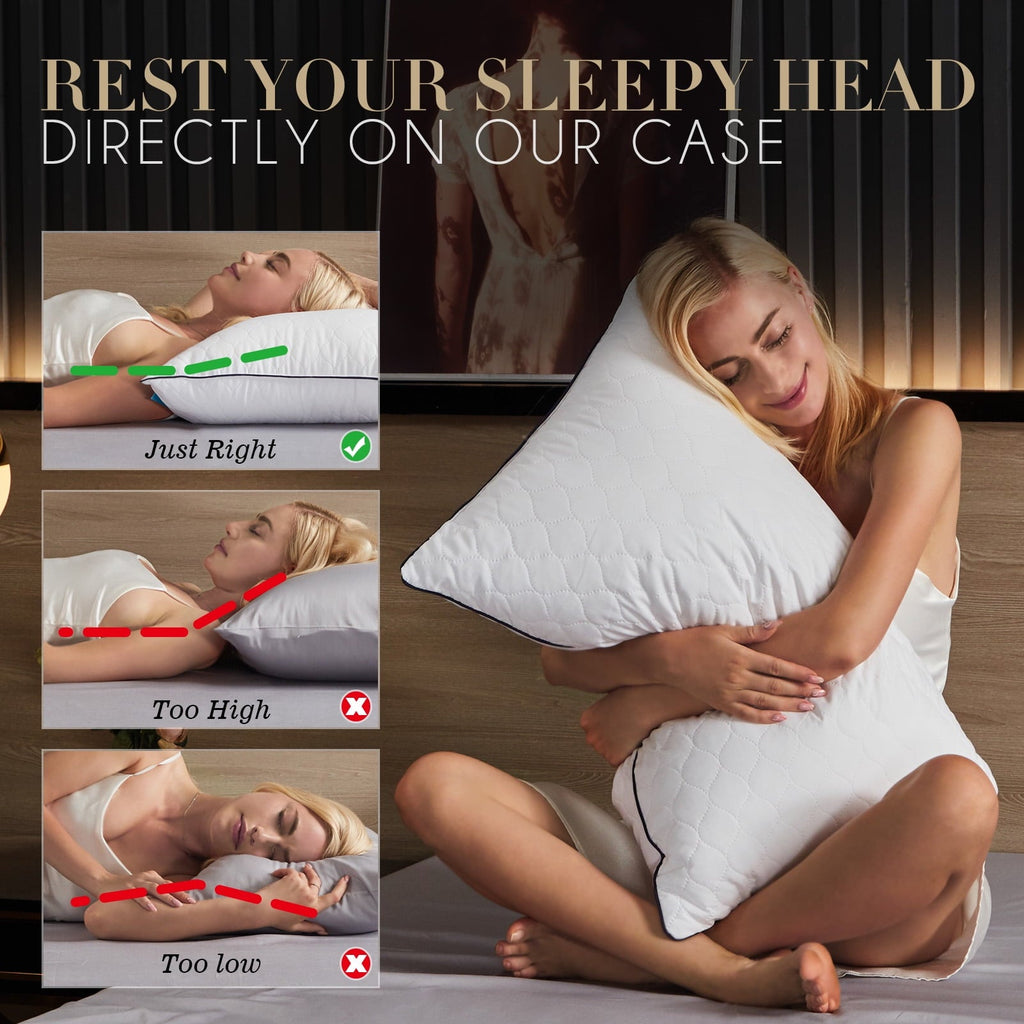 Orthopedic Support Bed Pillows for Sleeping Queen Size 20" x 30" Hypoallergenic Pillow for Side and Back Sleeper Soft Supportive Hotel C... - Hotel Quality Plush Sleeping Pillows Detail