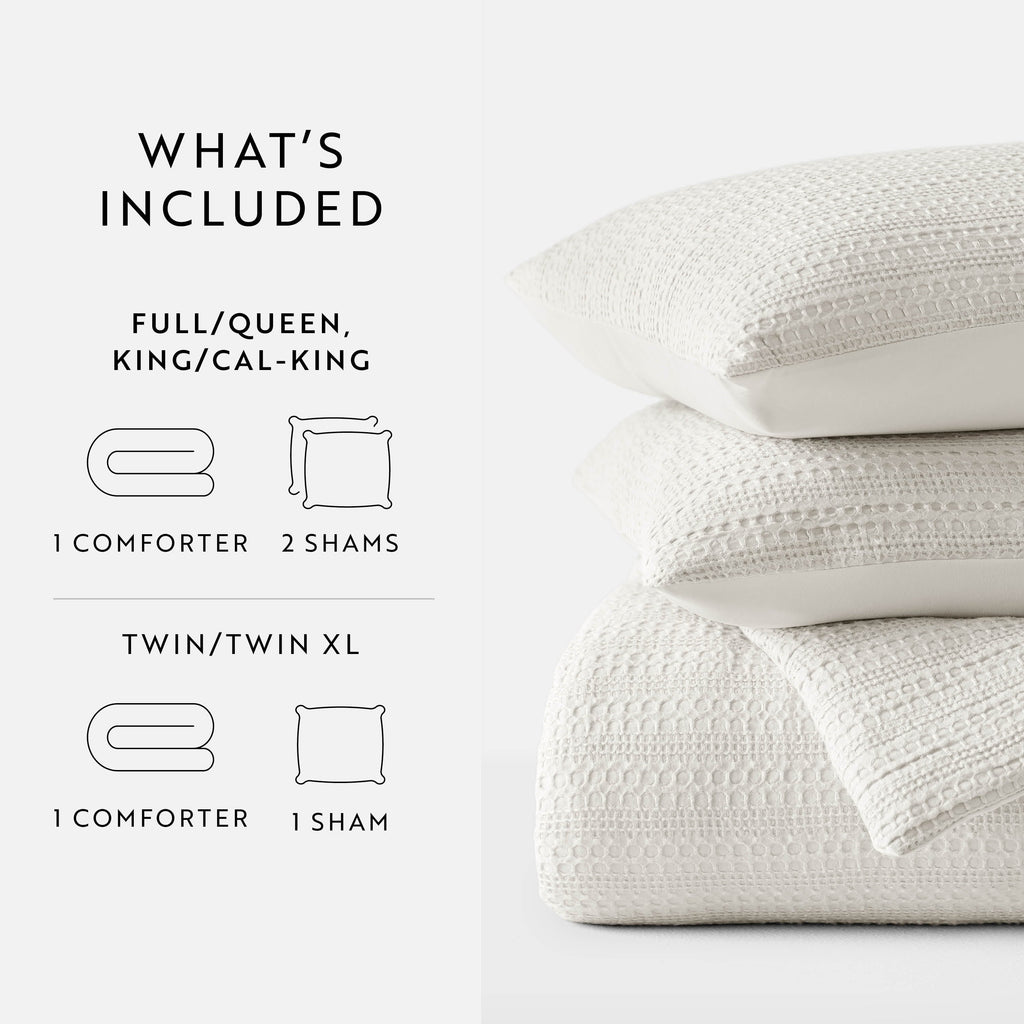Luxurious Quilted Textured Waffle Comforter Set ins Natural Waffle Comforter Bedding Sets, King/Cal King Size Bedding - Cloud-Like Soft Lightweight Bed Comforter Detail