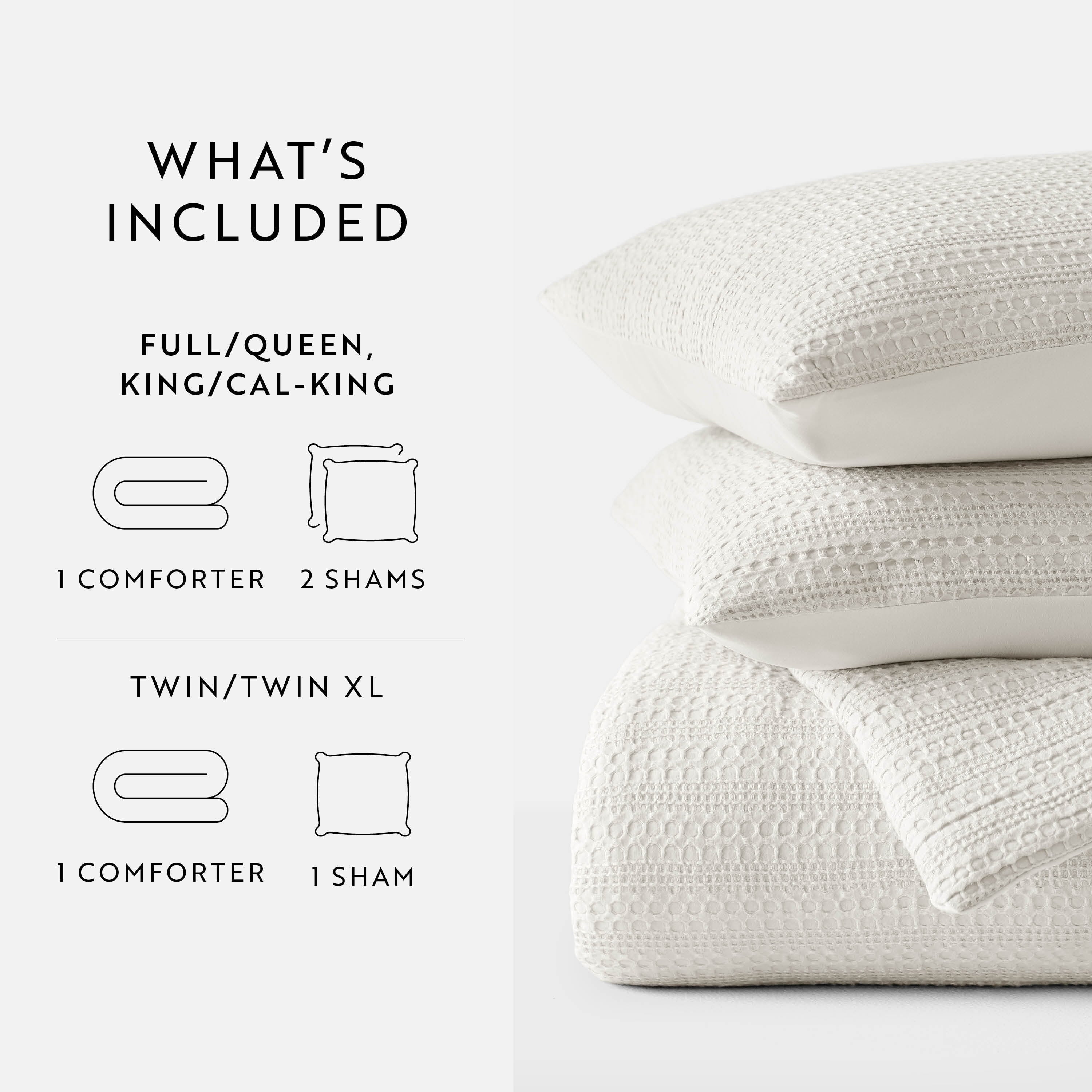 Luxurious Quilted Textured Waffle Comforter Set ins Natural Waffle Comforter Bedding Sets, King/Cal King Size Bedding - Cloud-Like Soft Lightweight Bed Comforter Detail