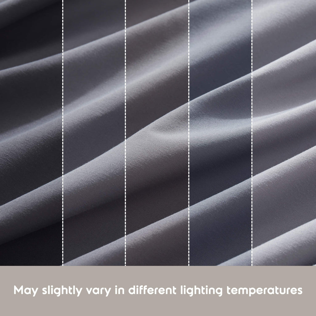 Cooling Sateen Full Size Sheets Set, 1800 Series Bed Sheets Full 4 Piece, Luxury Soft Microfiber Full Sheet Sets, Gray - Cooling Hotel Quality Bedding Sheets and Pillowcases Detail