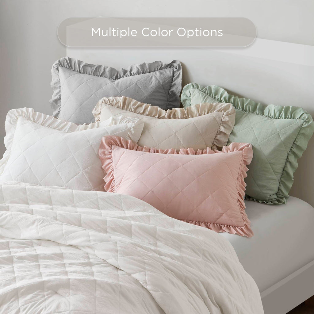Fluffy Down Alternative Full/Queen Comforter Set Sage, 3 Pieces Quilted Ruffle Comforters Full/Queen Size, Solid Bedding Comforters Sets, Gif... - Hypoallergenic Ultra-Fluffy Quilt for Winter Detail