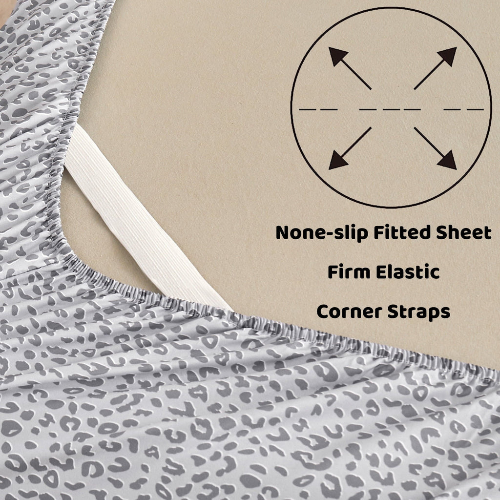 Wrinkle-Resistant Floral King Sheets, Soft Breathable Microfiber Printed Bed Sheet Set, Deep Pocket Non-Slip Fitted Sheet Included - Breathable Egyptian Cotton Flat & Fitted Sheets Detail