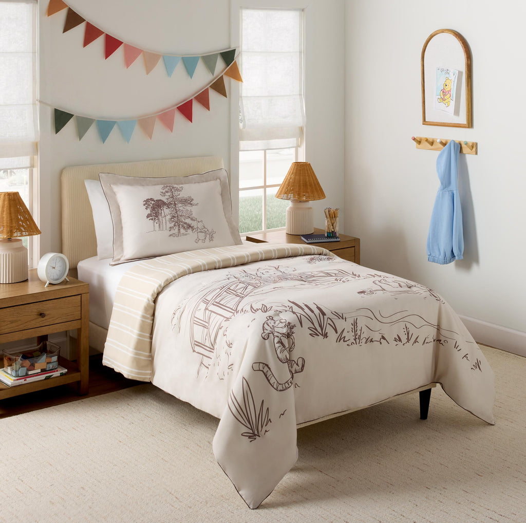 Luxurious Quilted Kids 2 Piece Khaki Comforter and Sham Bedding Set, Twin/Full - Luxurious Quilted Duvet Cover Set Detail