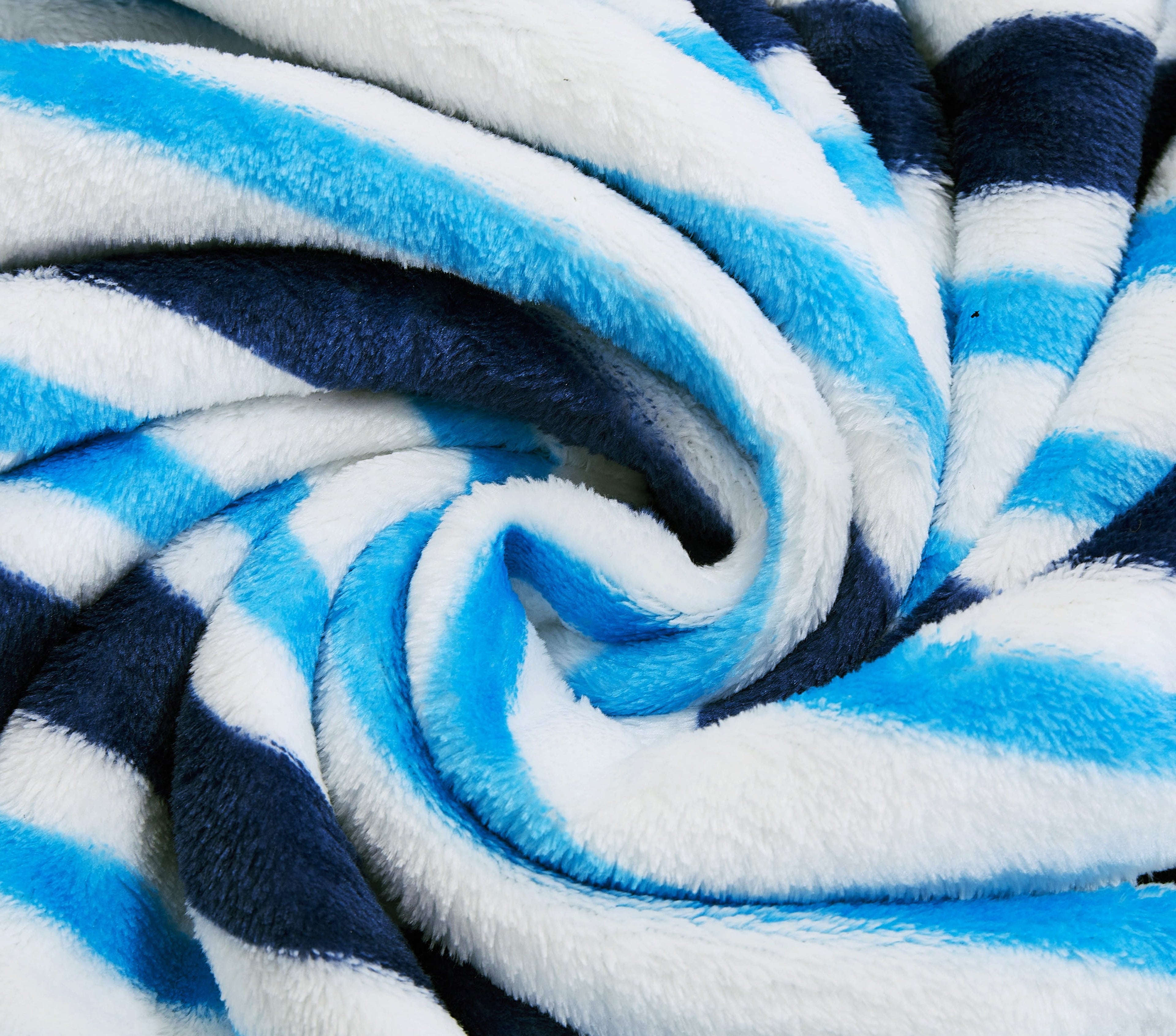 Cozy Fleece Blue Stripes XL Oversized Throw Blanket, 72 x 50 inches, Great for a Kids Bedroom, Super Soft and Cozy - Lightweight Plush Warm Blanket for All Seasons Detail