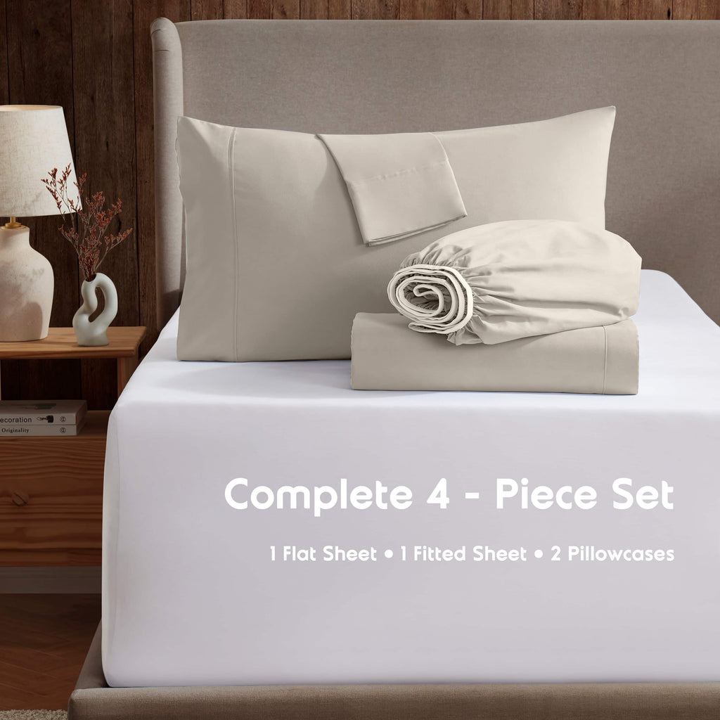 Ultra-Soft Extra Deep Pocket Full Sheets Set, 4 Piece, Fits 18"-24" Mattress, Breathable & Extra Soft Bed Sheets, Linen - Luxury Bed Sheet Set with Deep Pockets Detail