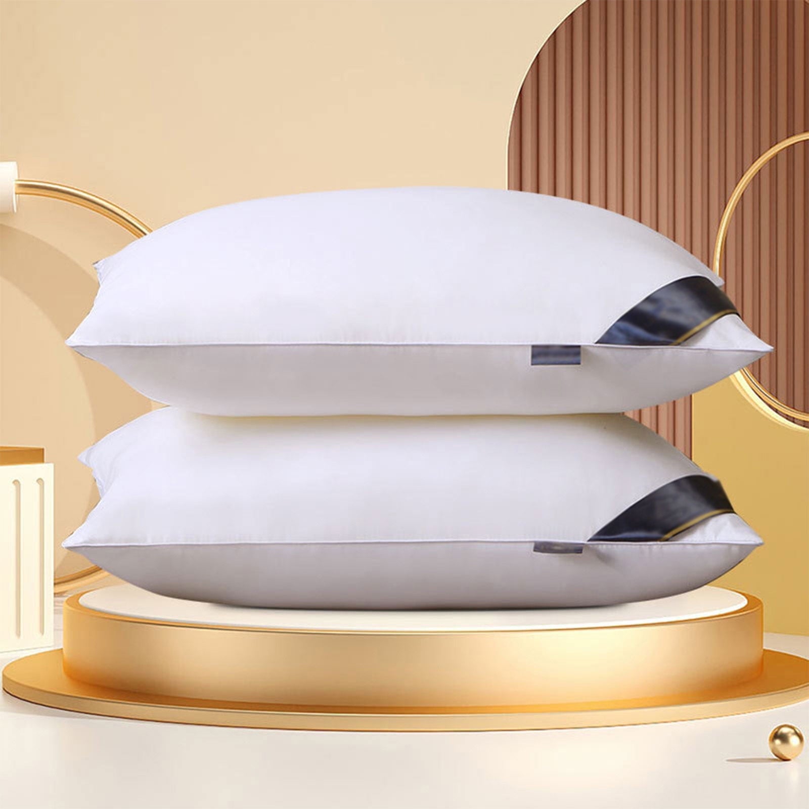 Ergonomic Memory Foam 2Pcs Soft Feather Velvet Down Pillow Standard Size, Hotel-grade Feather Pillow for Sleeping, Skin-friendly Cotton Fab... - Ergonomic Memory Foam Pillow for Neck Pain Support Detail