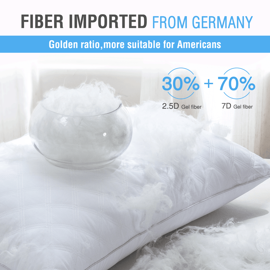 Fluffy Shredded Bed Pillows Queen Size Set of 2 Pillows for Bed 2 Pack Cooling Hotel Collection Down Alternative Pillows 20 x 30 inches - Ergonomic Memory Foam Pillow for Neck Pain Support Detail