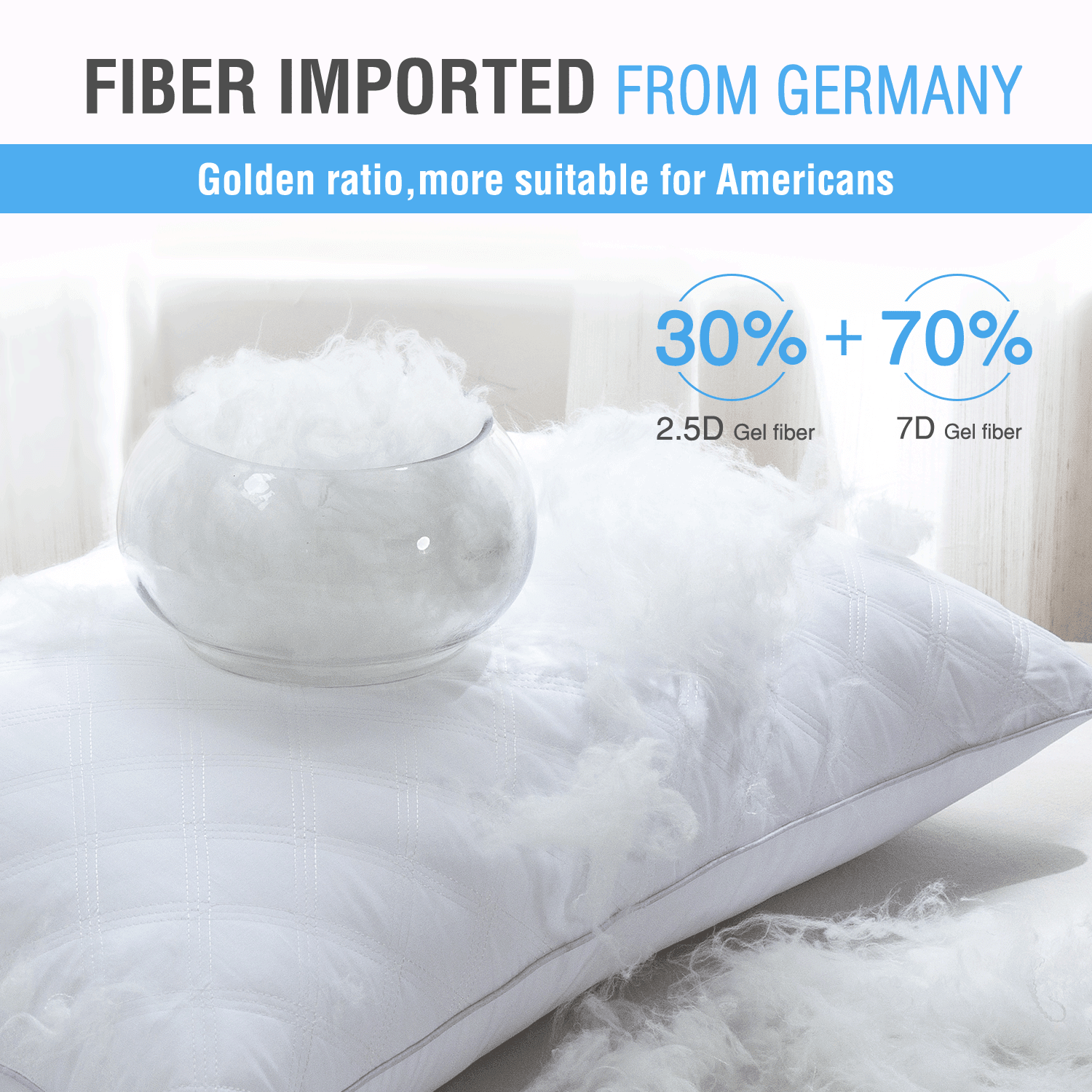 Fluffy Shredded Bed Pillows Queen Size Set of 2 Pillows for Bed 2 Pack Cooling Hotel Collection Down Alternative Pillows 20 x 30 inches - Ergonomic Memory Foam Pillow for Neck Pain Support Detail