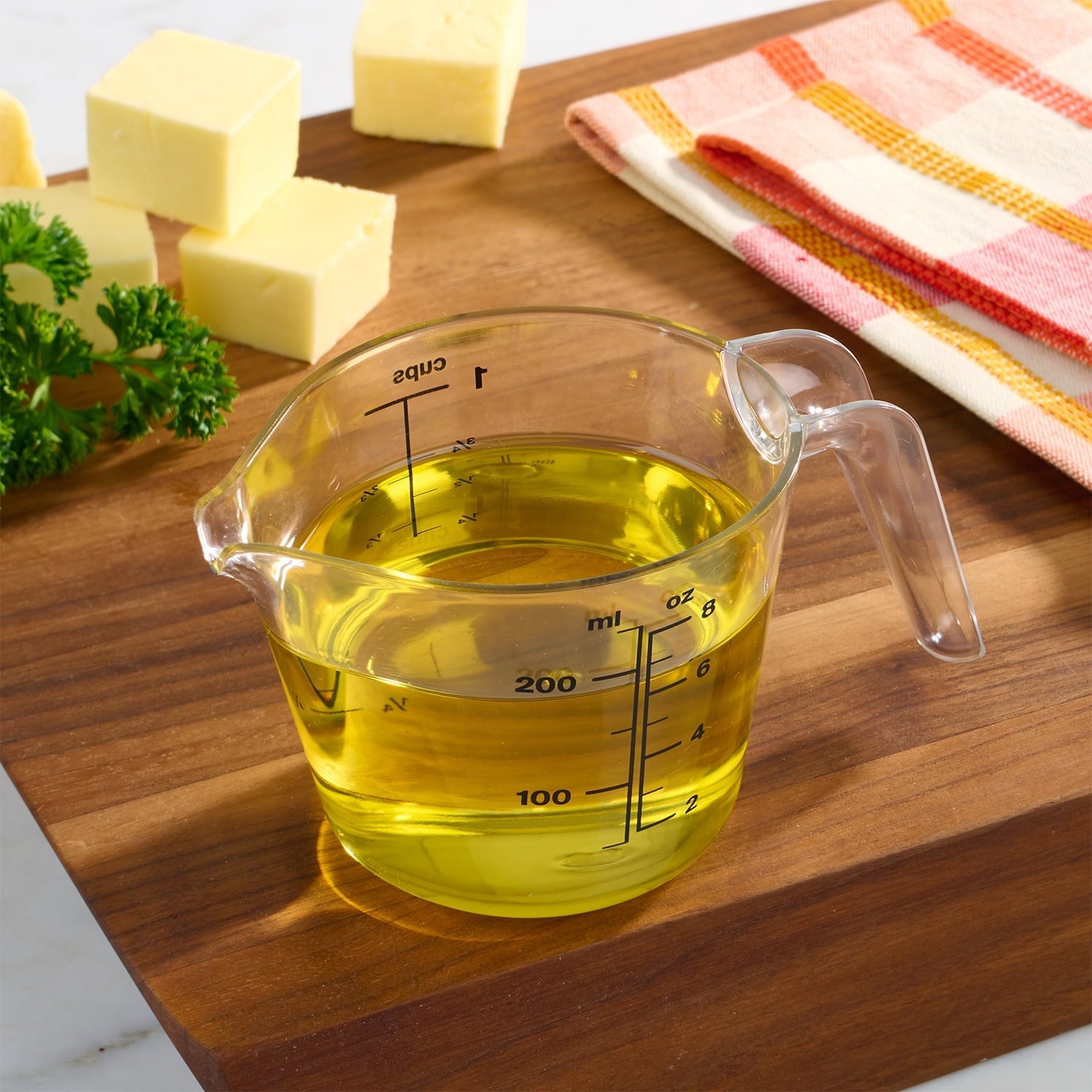 Ergonomic Manual 1 Cup Large Spout Plastic Measuring Cup, Clear - Multi-Functional Manual Food Chopper & Slicer Detail