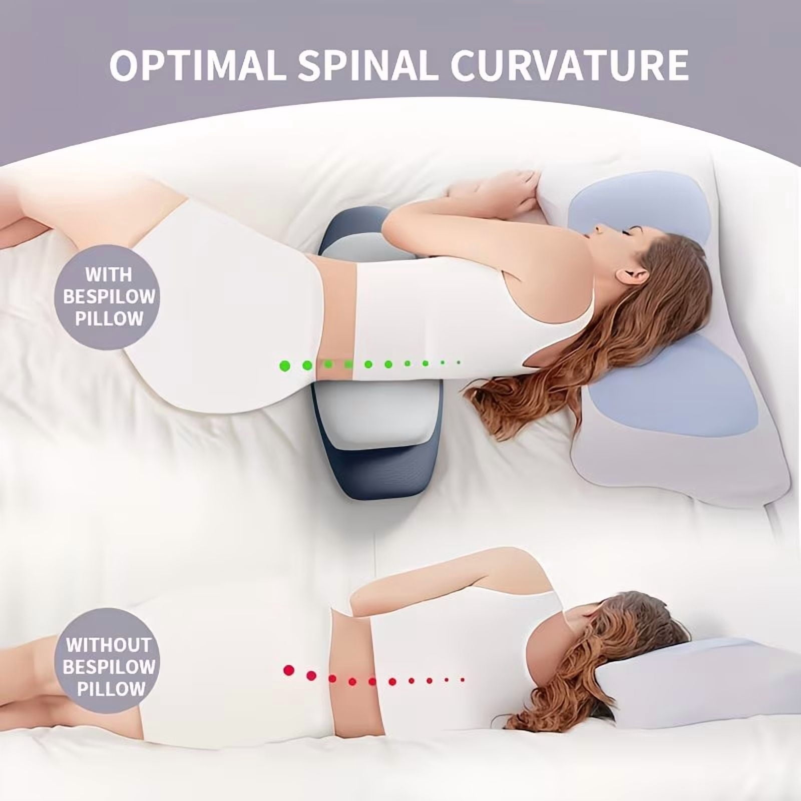Hotel Collection Lumbar Support Pillow for Bed, Memory Foam Ergonomic Lower Back Support Waist Pillow for Side Back and Stomach Sleepe... - Orthopedic Shredded Foam Bed Pillow Set Detail