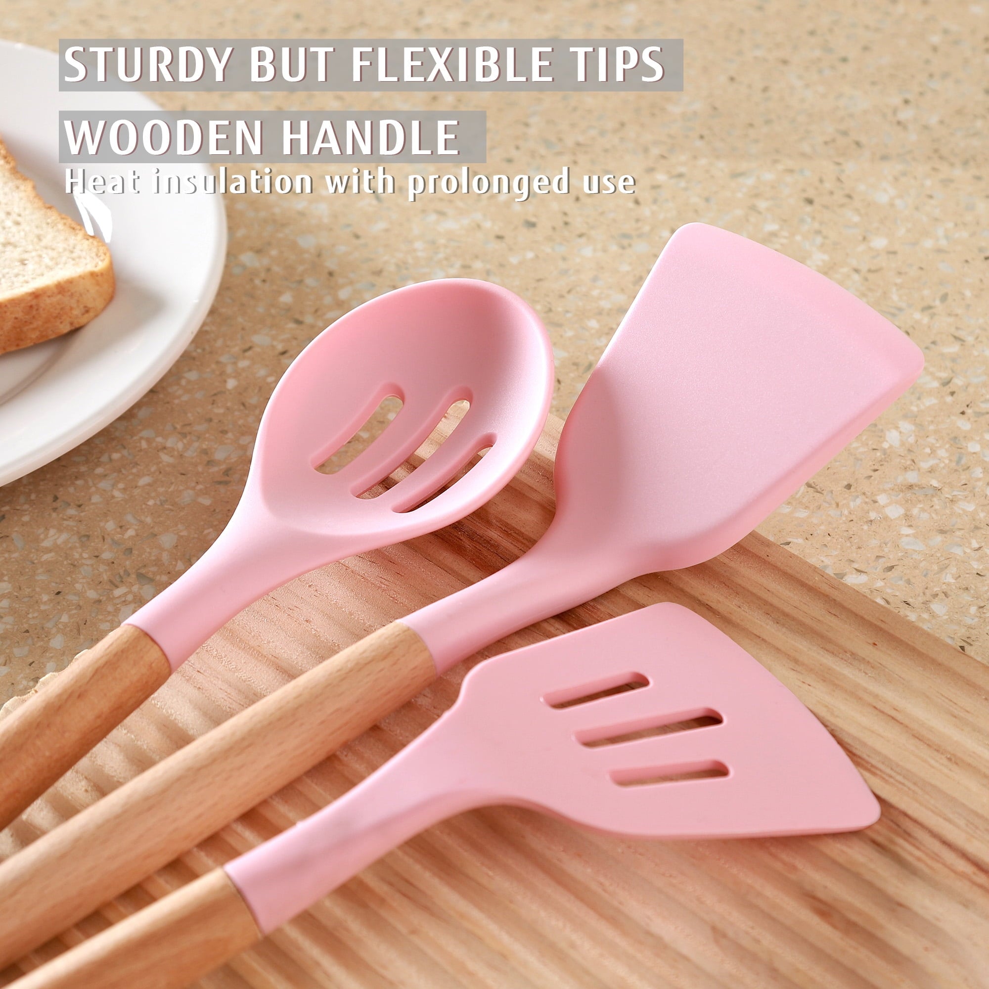 Non-Stick Safe 32 PCS Silicone Cooking Utensils Set, 446°F Heat Resistant for Nonstick Cookware - Durable Turner & Ladle Utensil Set for Home Chefs Detail