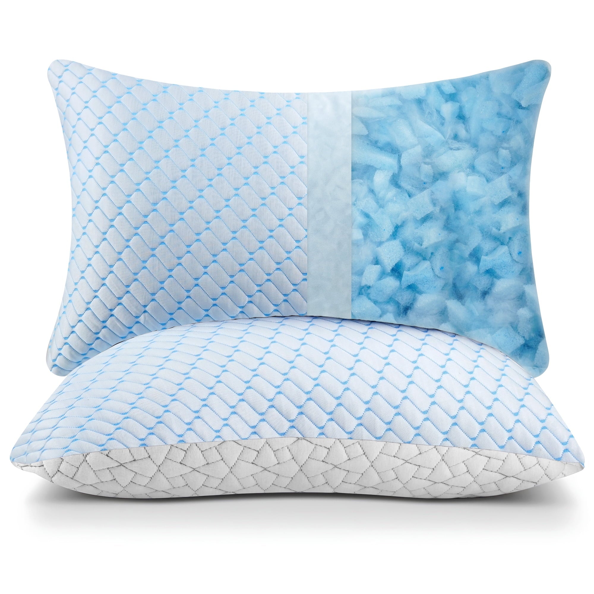 Fluffy Shredded Shredded Memory Foam Pillows Standard Size Set of 2, Regulating Reversible Cooling Pillow Bed Pillow for Bed, Adjusta... - Decorative Throw Pillow Cushion for Sofa & Bed Detail