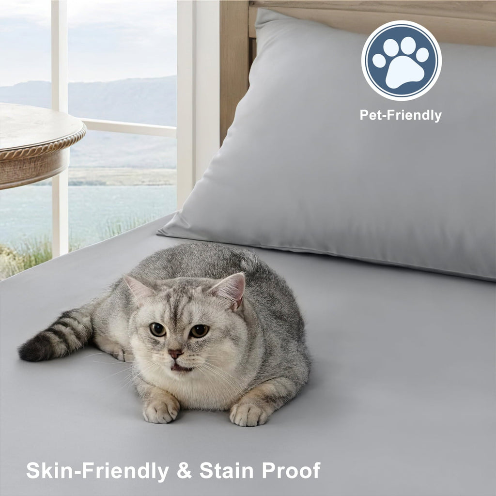 Premium Egyptian Cotton Queen Size Sheet Set - Breathable & Cooling Bed Sheets, Hotel Luxury Bed Sheets for Sleepers, Soft & Wrinkle Free She... - Breathable Egyptian Cotton Flat & Fitted Sheets Detail