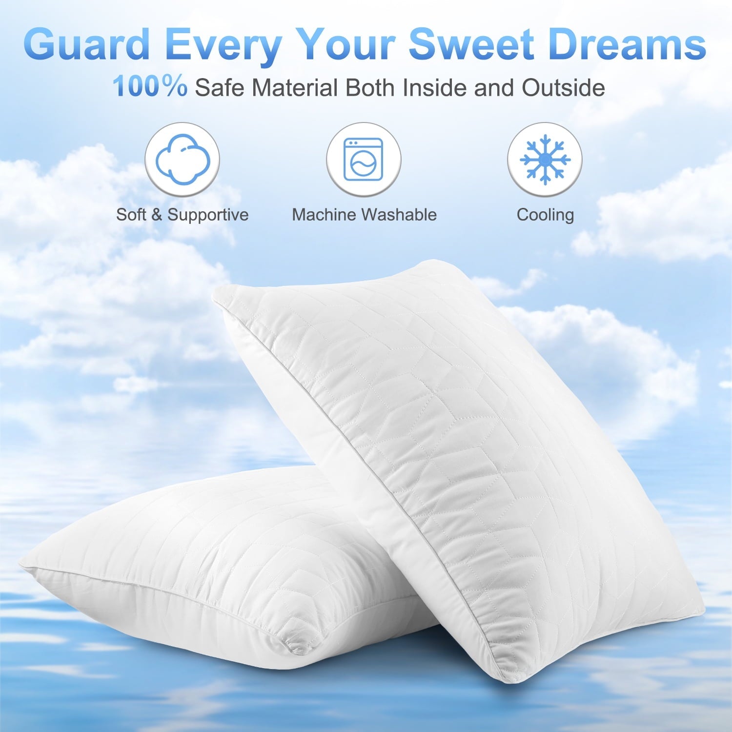 Hotel Collection Bed Pillows for Sleeping 2 pack, King Size Cooling Pillows Hotel Quality with Premium Soft Down Alternative Fill for ... - Decorative Throw Pillow Cushion for Sofa & Bed Detail