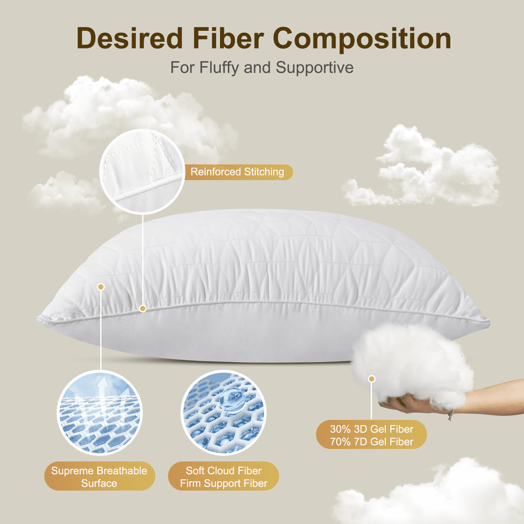 Fluffy Shredded Bed Pillows Queen Size Set of 2, Hotel Gusseted Pillows for Sleeping, Alternative to Down Pillows, Soft Supportive & ... - Decorative Throw Pillow Cushion for Sofa & Bed Detail