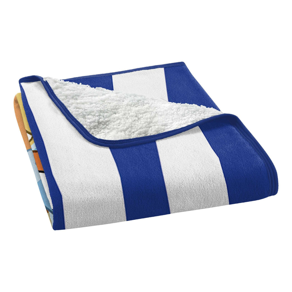 Reversible Sherpa Happy Hugs Kids Silk Touch Throw Blanket with Sherpa Reverse, 46 x 60 inches Blue – Soft Plush Fleece Throw Blanket - Super Soft Reversible Sherpa Flannel Blanket Detail